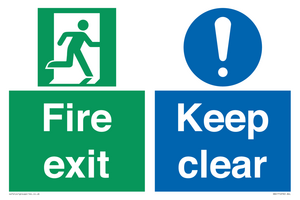 Fire exit Keep clear dual sign